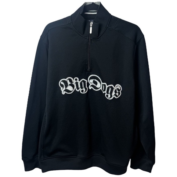 Y2K Big Dogs Black Substantial Cowlneck Quarter Zip Novelty Fun Outdoors L - Picture 2 of 7